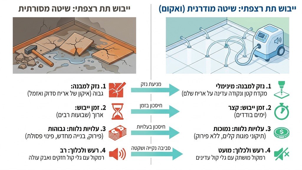 מערכת ייבוש תת רצפתי מתקדמת הפועלת בדירה