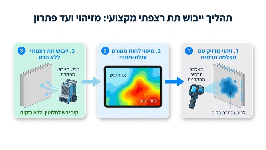 עובד מקצועי סורק קיר רטוב באמצעות מצלמה תרמית מתקדמת