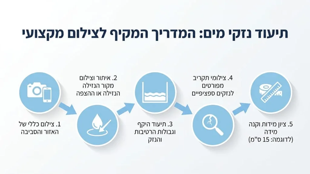 תיעוד נזקי מים באמצעות מצלמה בדירה