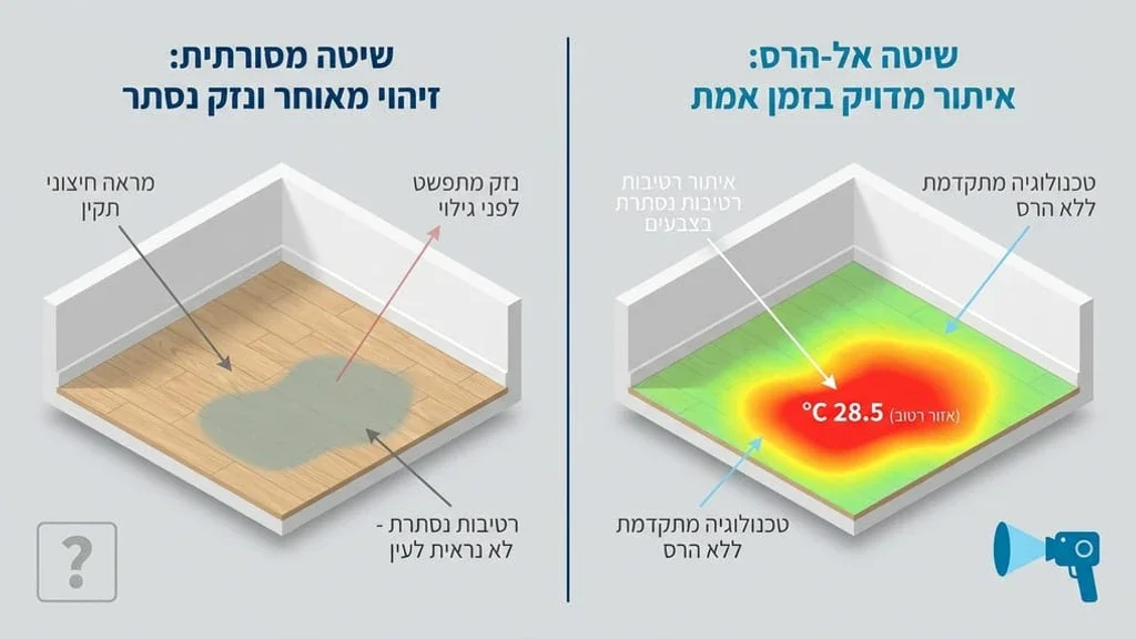אבחון רטיבות תת רצפתית באמצעות מצלמה תרמית מקצועית